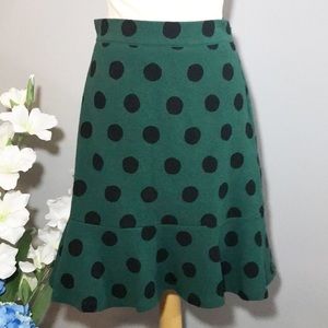 ANTHROPOLOGIE green dot flounce skirt MAEVE NEW XS